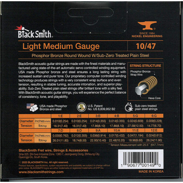 BlackSmith PB12-1047 Acoustic Phosphor Bronze, Medium Light 10-47 húr - 12 húros