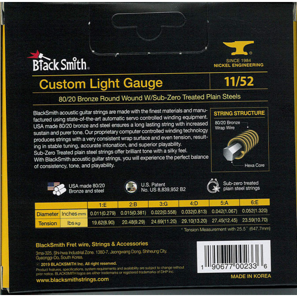 BlackSmith BR-1152-3P Acoustic Bronze, Custom Light 11-52 húr - 3 szett