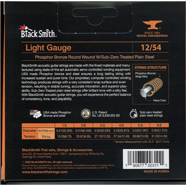 BlackSmith PB-1254-3P Acoustic Phosphor Bronze, Light 12-54 húr - 3 szett