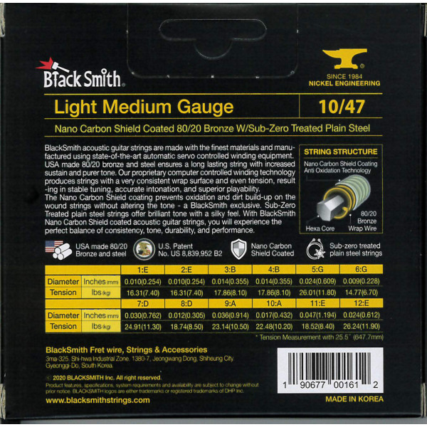 BlackSmith ABR12-1047 AOT Acoustic Bronze, Light Medium 10-47 húr - 12 húros