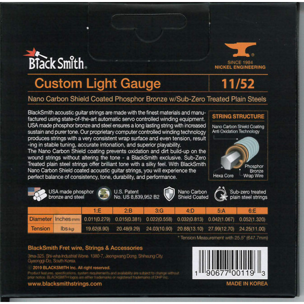 BlackSmith APB-1152 AOT Acoustic Phosphor Bronze, Custom Light 11-52 húr