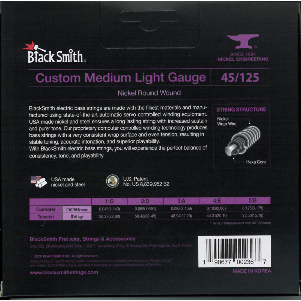 BlackSmith NW-45125-5-35 Bass, Custom Medium Light, 35 col, 45-125 húr - 5 húros