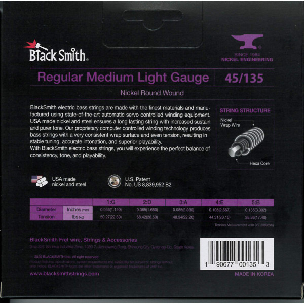 BlackSmith NW-45135-5-35 Bass, Regular Medium Light, 35 col, 45-135 húr - 5 húros