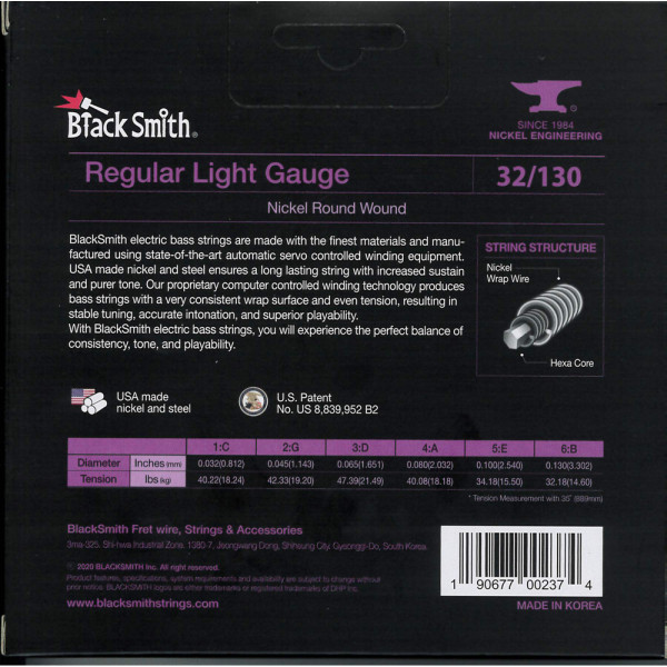 BlackSmith NW-32130-6-35 Bass, Regular Light, 35 col, 32-130 húr - 6 húros
