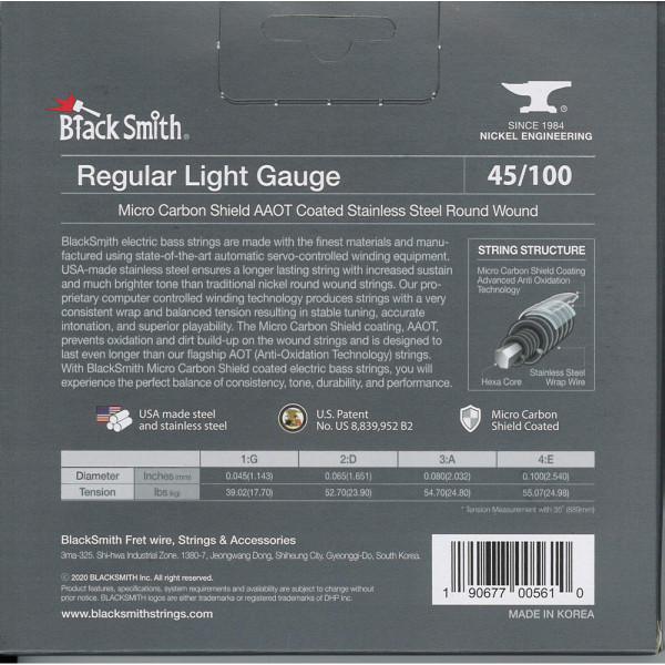 BlackSmith AASW-45100-4-35 AAOT Bass, Regular Light, 35 col, 45-100 stainless húr
