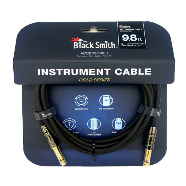 BlackSmith GSIC-STS3 Golden Series egyenes jack, 3m-es kábel