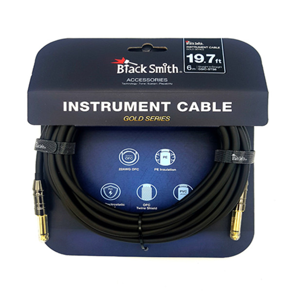 BlackSmith GSIC-STS6 Golden Series egyenes jack, 6m-es kábel