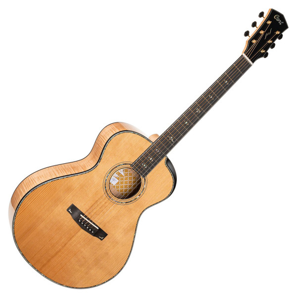 Cort Gold-Passion with case akusztikus gitár elektronikával, félkemény tokkal, All solid, bevel cutaway, natúr