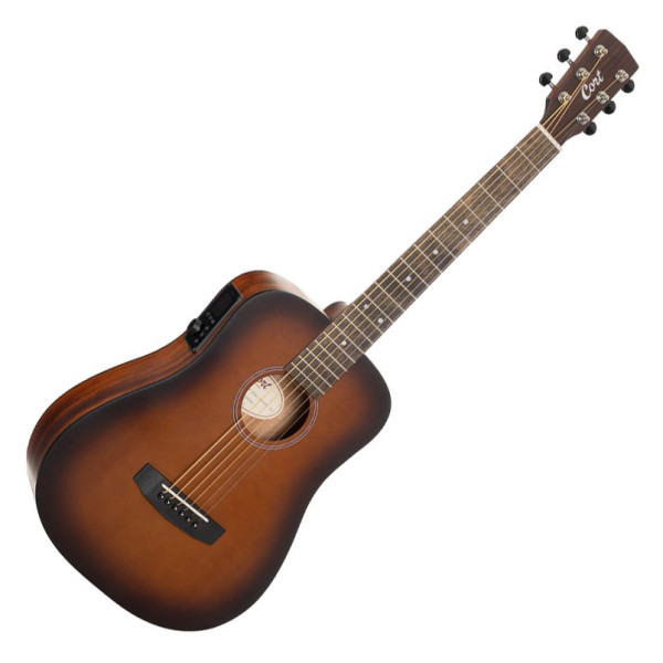 Cort Earth-GO-OPBB with bag akusztikus gitár HyVibe H2 elektronikával, matt barna burst Cort Earth-GO-OPBB with bag akusztikus gitár HyVibe H2 elektronikával, matt barna burst