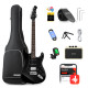Donner DST-BK Kit Seeker Deluxe elektromos gitár szett erősítővel, fekete